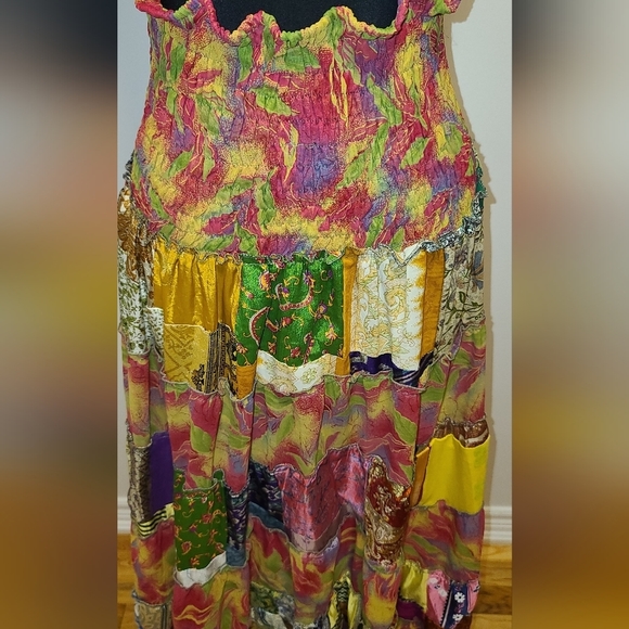 Patchwork 100% silk dress / skirt - Picture 9 of 15